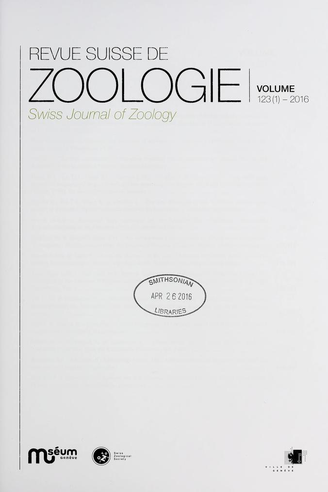 Media type: text; Breure and Tardy 2016 Description: Revue Suisse de Zoologie, vol. 123 (1);